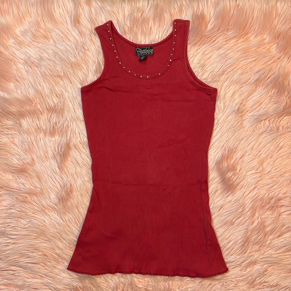 Cattle Ranch woman’s Red Fitted Tank Top‎ Size Large